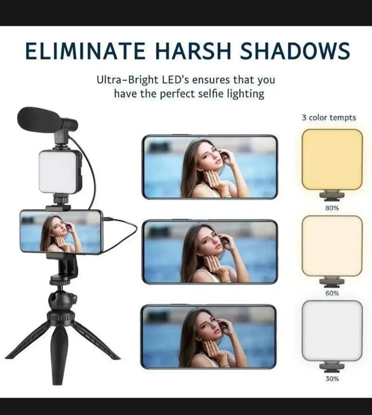 Ay-49 Vlogger Video Making Kits Vlog Microphone Led Fill Light Mini Tripod Mobile Holder with remote Good quality