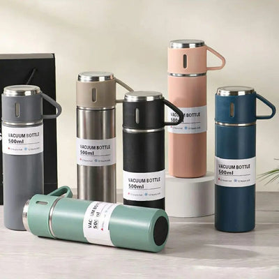 Vacuum flask bottle &amp, Cup Stainless Steel Vacuum Flask Set (Random Color)