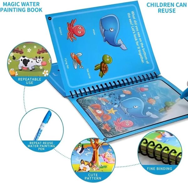 Magic Water Book Painting Drawing Coloring Board Book Magic Water Pen (random book )