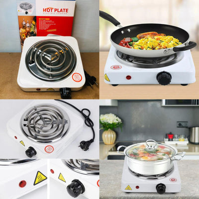 Electric Stove For Cooking - Hot Plate Heat Up In Just 2 mins - Easy to Clean -Metal Body (random color )